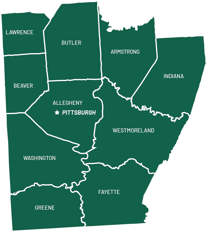 County map of Pittsburgh